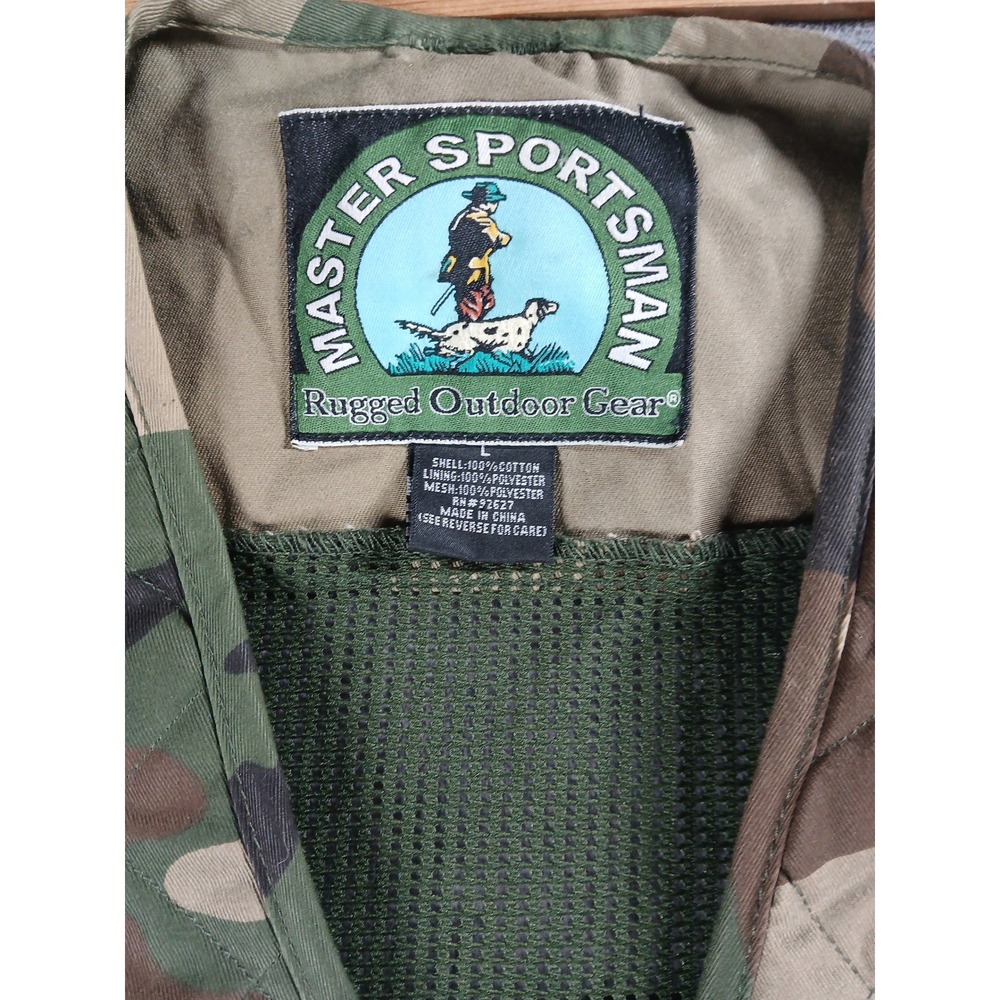 Master Sportsman Camo Hunting Vest Mens L Woodland Mesh Back Game Bag Utility - Picture 3 of 8